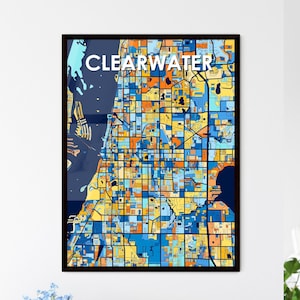 Clearwater Florida Art Map poster - muurdecoratie | Uniek cadeau, perfect voor interieurontwerp | Personalisatie!