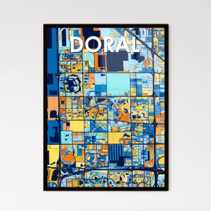 DORAL FLORIDA Poster con mappa artistica vibrante - Decorazione murale unica e colorata / Regalo personalizzabile per la casa o l'ufficio!