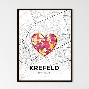 KREFELD DEUTSCHLAND - Landkarte, wo alles begann - Wählen Sie einen von drei Stilen - Personalisierbarer Posterdruck, personalisiertes Geschenk
