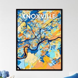Póster de mapa artístico de Knoxville, Tennessee: decoración de pared con colores vibrantes, idea de regalo única para la decoración del hogar o la oficina.