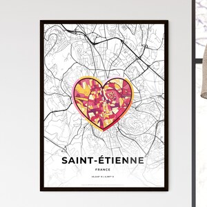 Saint-tienne Frankreich Karte - Wählen Sie aus 3 Stilen - Ideal für Geschichtsliebhaber und Dekor - Begrenztes Zeitangebot