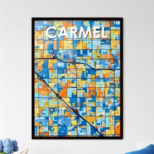 Carmel Indiana Art Map Poster - Décoration vibrante pour des cadeaux uniques | Intérieurs de maison élégants