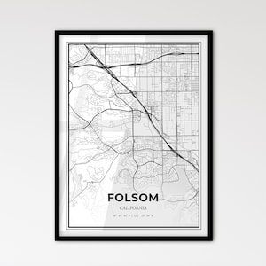 Folsom Kalifornien - Stadtplan im skandinavischen Stil für das moderne Wohndekor