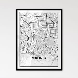Madrid Spanien - Stadtplan im Skandinavischen Stil für das moderne Wohndekor - schwarz weiß Poster
