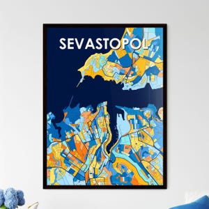 Poster carte artistique de Sébastopol, Ukraine - Décoration personnalisée vibrante pour un cadeau unique | Design d'intérieur de maison élégant