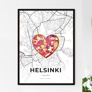 HELSINKI FINLAND - Landkarte, wo alles begann - Wählen Sie eine von drei Stilen - Personalisierbarer Posterdruck, personalisiertes Geschenk