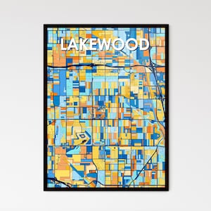 Lakewood CA, Lakewood Art, Colorful Map, Custom Poster, Vibrant Wall Decor, Unique Home Display, Perfect Gift for Her or Him