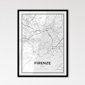 Florenz Italien - Skandinavischer Stadtplan für das moderne Wohndekor - schwarz und weiß Poster
