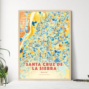 Santacruz De La Sierra Bolivien Küstenfarben Kunstkarte, Santacrus De La Sierra Strandtöne Poster, Ein Perfektes Geschenk.