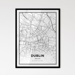 Dublín, Irlanda: mapa de la ciudad en estilo escandinavo para una decoración moderna del hogar