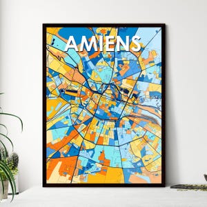 Impression de carte d'art AMIENS FRANCE - décoration unique et vibrante pour la maison, cadeau parfait pour toute occasion, touche personnalisable !