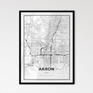 Akron Ohio - Stadtplan im skandinavischen Stil für das moderne Wohndekor