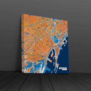 Barcelona Spain Canvas Print – Colorful City Map | Unframed or Framed (Wood, Black, Gold)