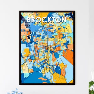 Mappa artistica di Brockton, MA - Stampa decorativa da parete unica per regali / Design d'interni elegante