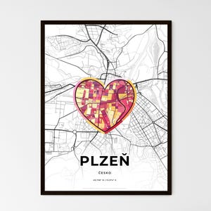 PLZEŇ TCHÉQUIE - Carte du lieu où tout a commencé - Choisissez l'un des trois styles proposés - Poster personnalisable, cadeau personnalisé