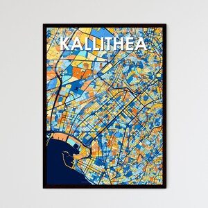 Kunst Karte Poster von Kallithea, Griechenland - Einzigartige Wanddekoration | Perfektes personalisiertes Geschenk für zu Hause oder im Büro!