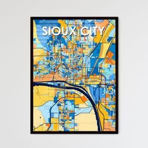 Sioux City Iowa Kunst Karte Poster - Lebendiges Wanddekor | Einzigartiges Geschenk für die Inneneinrichtung Ihres Hauses - Personalisieren Sie Ihren Raum!