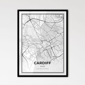 Cardiff Wales - Stadtplan im skandinavischen Stil für das moderne Wohndekor