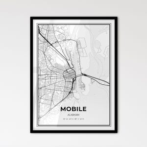 Mobile Alabama - Plan de la ville de style scandinave pour une décoration intérieure moderne