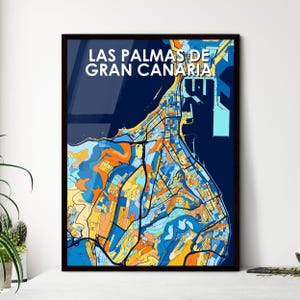 Landkarte von Las Palmas de Gran Kanaria - Einzigartige Wanddekoration perfekt für Geschenke | Innenausbau