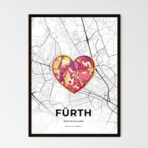 FURTH ALEMANIA – Mapa donde todo empezó - Elija uno de los tres estilos - Impresión de póster personalizable, regalo personalizado