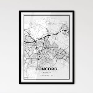 Concord Kalifornien - Stadtplan im skandinavischen Stil für das moderne Wohndekor