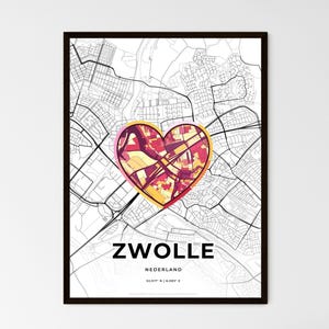 ZWOLLE Niederlande - Wählen Sie einen von drei Stilen - Personalisierbarer Posterdruck, personalisiertes Geschenk