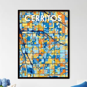 CERRITOS CALIFORNIA lebendige Kunst Karte Poster - perfekte einzigartige Wand-Dekor | Personalisierbares Geschenk für Home Design Liebhaber!