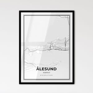 Ålesund Norwegen - Stadtplan im skandinavischen Stil für das moderne Wohndekor