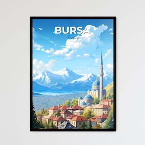 Bursa Türkei Skyline - Stadt Mit Turm Und Bergen - Travel Skylines Collection | Personalisierbar