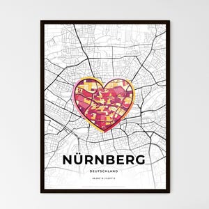 NURNBERG ALLEMAGNE - Carte du lieu où tout a commencé - Choisissez l'un des trois styles proposés - Poster personnalisable, cadeau personnalisé