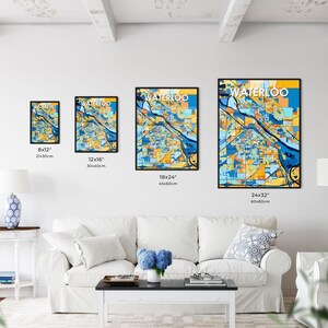 WATERLOO IOWA Vibrant Colorful Art Map Poster - HEBSTREITS