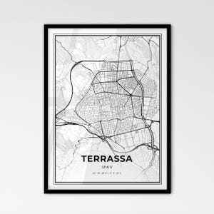 Terrassa Spanien - Stadtplan im Skandinavischen Stil für das moderne Wohndekor - Schwarz-Weiß-Poster