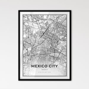 Mexiko-Stadt Mexiko - Stadtplan im skandinavischen Stil für das moderne Wohndekor - schwarz-weißes Poster