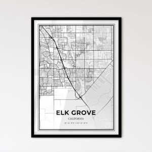 Elk Grove, California: Mapa de la ciudad de estilo escandinavo para una decoración moderna del hogar