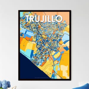 TRUJILLO PERU Kunst Karte Poster - Lebendiges Wanddekor | Einzigartiges personalisierbares Geschenk für Home Interiors - Perfekt für jeden Raum!