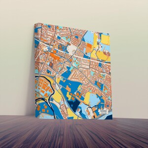 Stampa su tela di Slough, Inghilterra – Mappa della città colorata / Senza cornice o con cornice (legno, nero, oro)