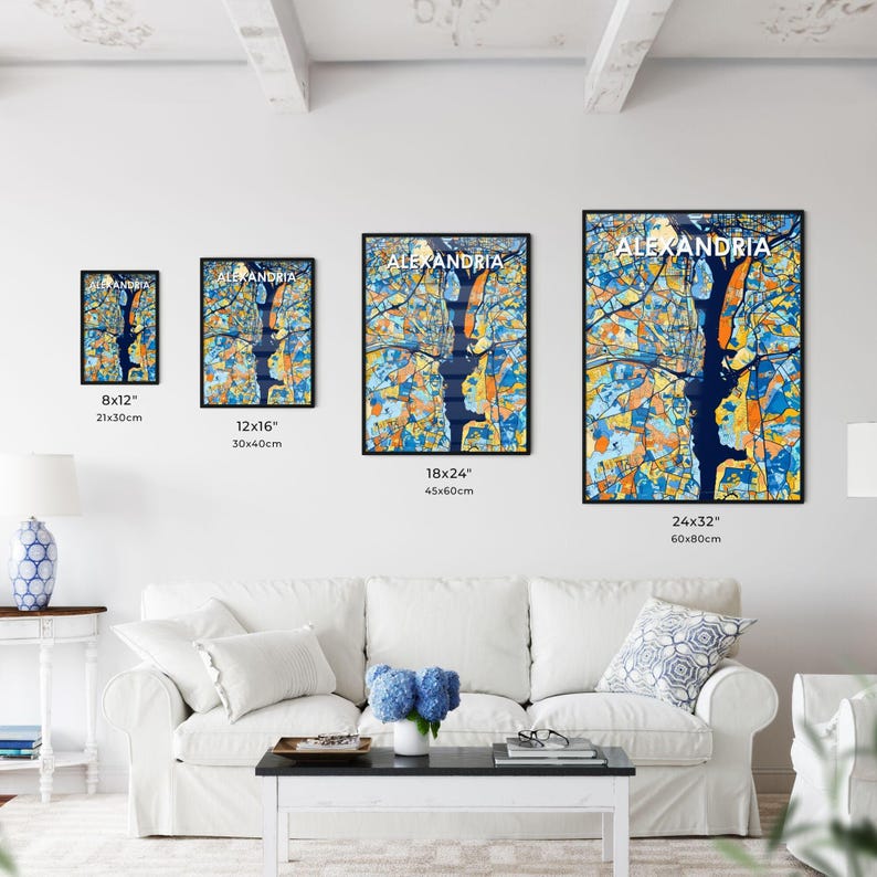 Customizable Alexandria Virginia Art Map Poster Vibrant, Unique Wall