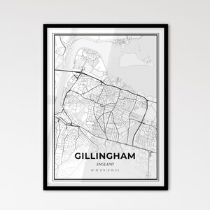 Gillingham England: stadsplattegrond in Scandinavische stijl voor modern interieur