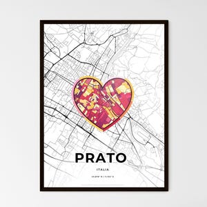 Carte de l'Italie de Prato - 3 styles au choix - Décoration de ville d'origine italienne