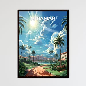 Miramar, Florida, palme e edifici in una zona tropicale – Collezione Travel Skylines / Personalizzabile