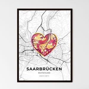 Carte de Sarrebruck, Allemagne - Choisissez l'un des trois styles proposés - Poster personnalisable, cadeau personnalisé
