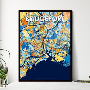 Bridgeport Conneticut Art Map Poster - Einzigartiges Wanddekor, perfektes personalisierbares Geschenk für jeden Raum!