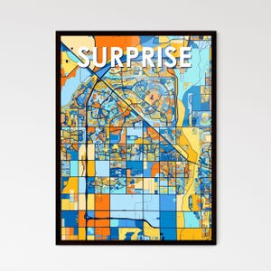 SURPRISE ARIZONA - Poster con mappa artistica - Decorazione murale vivace e unica per la casa, regalo personalizzabile per ogni occasione!