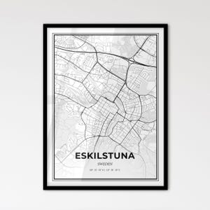 Eskilstuna Schweden - Stadtplan im skandinavischen Stil für das moderne Wohndekor - schwarz-weiß Poster
