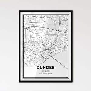 Dundee Escócia - Mapa da cidade em estilo escandinavo para decoração de casa moderna