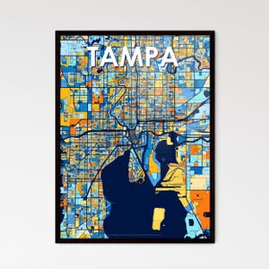 Tampa Florida Art Map Poster - Levendige muurdecoratie, uniek cadeau voor liefhebbers van interieurdecoratie | Stadsliefhebbers!