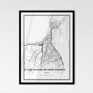 Las Palmas de Gran Kanaria Spanien - Stadtplan im skandinavischen Stil für modernes Wohndekor - schwarz und weiß Poster