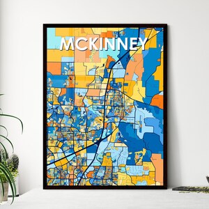 Kunst Karte von McKinney, Texas - Einzigartiger Wand Dekor Druck, Perfektes personalisierbares Geschenk für Zuhause | Bürostil!