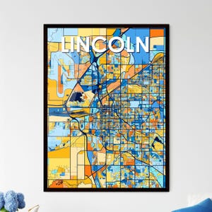 Mapa artístico de Lincoln, Nebraska: ¡impresión de decoración de pared única para regalos y entusiastas de la decoración del hogar!